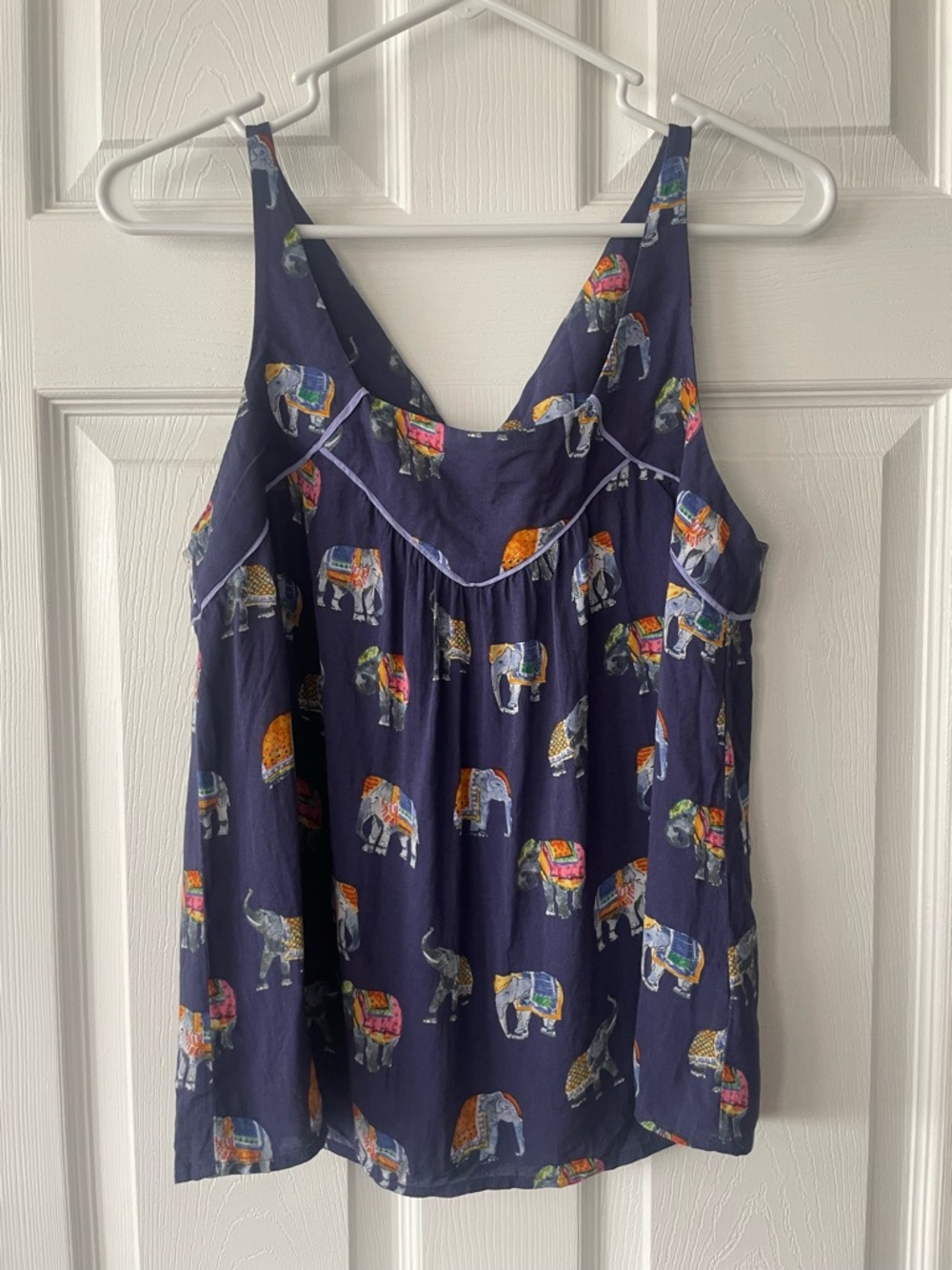 Maeve Navy Elephant Print Tank Top